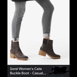 Sorel Cate buckle boot blackened brown leather 7.5 very nice shape! Worn little